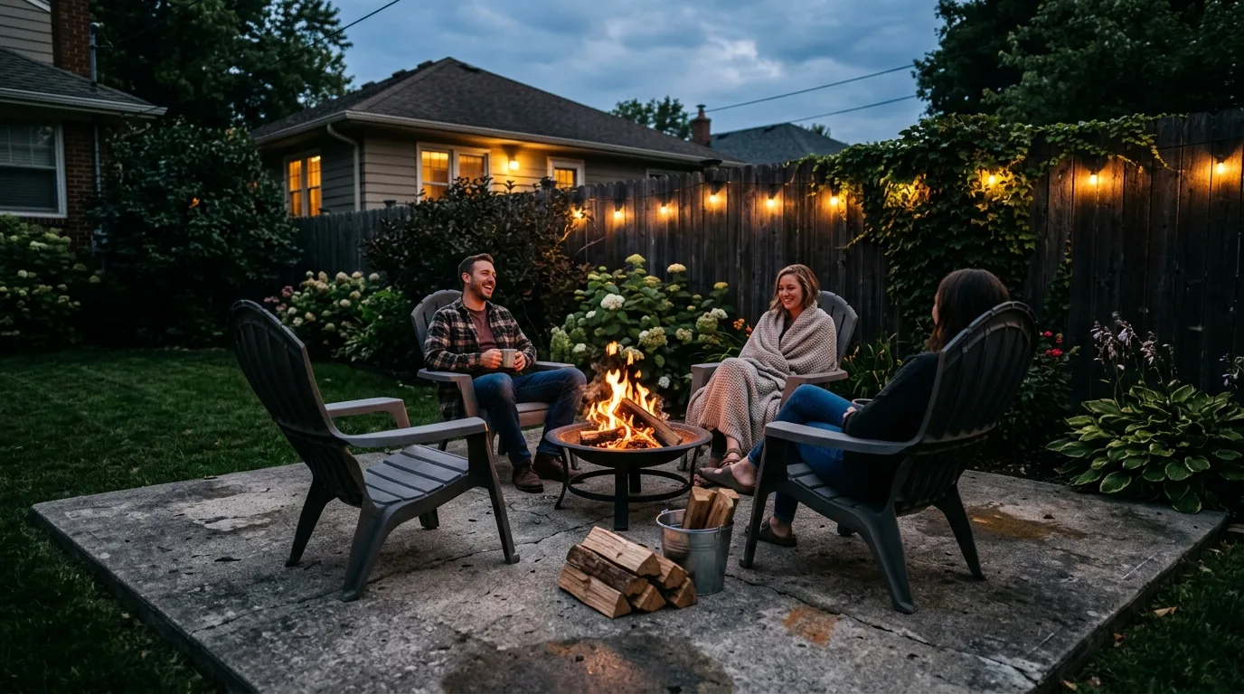 Concrete Patio with Fire Pit